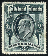 Sc.28a, 1904/7 Edward VII 3S. Green, Good Example, Catalog Value US$160. - Falklandinseln