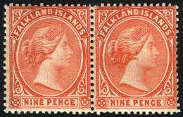 Sc.17, Pair Mint Original Gum, The Right Stamp Is MNH, VF Quality, Catalog Value US$110+ - Falkland