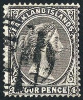 Sc.2, 1878/9 4p. Black-gray Unwatermarked, Used, Excellent Quality, Catalog Value US$200. - Falklandeilanden