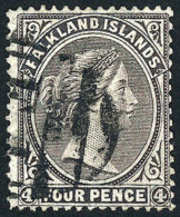 Sc.2, 1878/9 4p. Black-gray Unwatermarked, Used, Excellent Quality, Catalog Value US$200. - Islas Malvinas