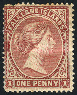 Sc.1, 1878/9 1p. Unwatermarked, Mint Original Gum, Minor Defects, Good Appearance, Low Start, Catalog Value US$850. - Falkland