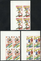 Yvert 411/3, 1981 Football World Cup España 82, Complete Set Of 3 Values, IMPERFORATE BLOCKS OF 4, Very... - Mali (1959-...)