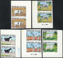 Yv.432/436, 1981 Fauna (rams), Complete Set Of 5 Values, IMPERFORATE PAIRS, VF Quality! - Mali (1959-...)