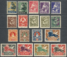 Sc.97/113, 1921/2, Complete Set Of 17 Values + 50sk. Imperforate, VF Quality! - Lituanie