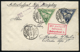 Airmail Cover Sent From Riga To Spandau (Germany) On 12/SE/1924 Franked With Sc.C1/C2, Excellent Quality! - Latvia