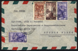 Airmail Cover Sent To Argentina On 23/FE/1951 Franked With 190L., Combining Stamps Of The "Democratica" And... - Zonder Classificatie