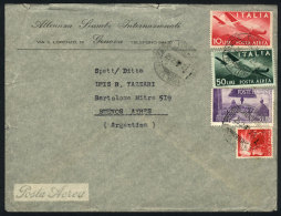 Airmail Cover Sent From Genova To Argentina On 25/FE/1947 With Nice Postage Of 68L., Minor Defects In The Cover... - Ohne Zuordnung
