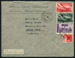 Airmail Cover Sent From Genova To Argentina On 25/FE/1947 With Nice Postage Of 68L., Minor Defects In The Cover... - Non Classificati