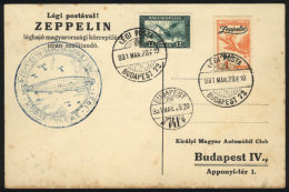 Card Flown By ZEPPELIN On 28/MAR/1931, Franked By Sc.C24 + Another Value, Minor Stain Spots Else VF Quality! - Andere & Zonder Classificatie