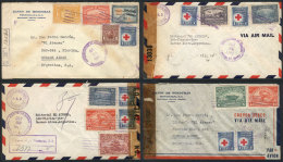 9 Covers Sent To Argentina Between 1942 And 1945, With Spectacular And Colorful Postages, All CENSORED, Very Fine... - Honduras