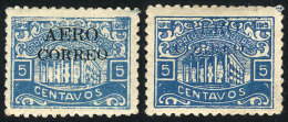 Sc.C1 + C2, 1925 5c. Blue With "AEREO - CORREO" Overprint In Black And Blue, VF Quality, Rare, With Guarantee Marks... - Honduras