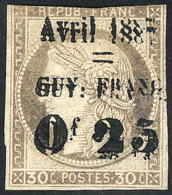 Sc.7a, 1887 25c. On 30c. With DOUBLE OVERPRINT Variety, Defect On Reverse, Good Front, Rare, Catalog Value US$800. - Other & Unclassified