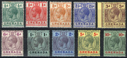 Sc.79/88, 1913 George V, Cmpl. Set Of 10 Values, Mint Very Lightly Hinged (some MNH), VF Quality, Catalog Value... - Grenada (1974-...)