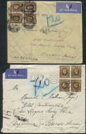 2 Covers Franked With Sc.220 Blocks Of 4, Sent To Argentina In 1936 And 1937 By Airmail, Interesting! - Andere & Zonder Classificatie