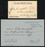 Official Envelope Used In London On 17/JUN/1889, Including The Original Note About Payment Of Income Tax, Very... - Autres & Non Classés