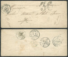 Small Cover Sent From Besancon To Totes On 25/FE/1855, With Good Postal Markings On Front And Reverse! - Otros & Sin Clasificación