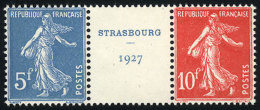 Sc.241a + 241b, 1927 Strasbourg Philatelic Expo, The Set Of 2 Values In Strip With Central Cinderella, From The... - Sonstige & Ohne Zuordnung