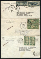 3 Airmail Covers Sent From Washington DC To Uruguay In 1940/1, VF Quality! - Other & Unclassified