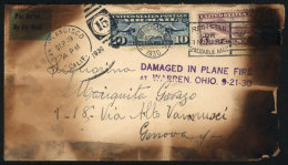 PLANE WRECK: Cover Sent From San Francisco To Genova (Italy) On 19/SE/1930, With Signs Of Exposure To Fire, Special... - Andere & Zonder Classificatie
