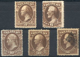 Sc.O109/O113, Treasury Dept., Cmpl. Set Of 5 Values, Mint No Gum Or Used, Fine To VF Quality, Catalog Value... - Servizio