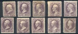 Sc.O25/O34, 1873 Justice Dept, Cmpl. Set Of 10 Values, Mint No Gum, Fine To Very Fine Quality, Catalog Value... - Dienstzegels