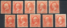 Sc.O15/O24, Interior Dept., Cmpl. Set Of 10 Values, Mint Original Gum (but 12c., 24c. And 90c. Without Gum), Fine... - Dienstzegels