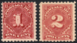 Sc.J52 + J53a, 1014 1c. Carmine Lake And 2c. Light Rose, Both With Letters Watermark And Perf 10, MNH, Excellent... - Strafport