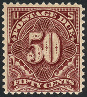 Sc.J44, 1895/7 50c., Perforation 12, Double Line Watermark, Mint Very Lightly Hinged, Excellent, Catalog Value... - Taxe Sur Le Port