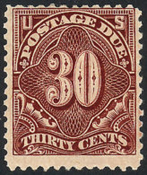 Sc.J36, 1894/5 30c. Dark Carmine, Unwatermarked, Perf 12, Very Nice, Catalog Value US$550. - Taxe Sur Le Port