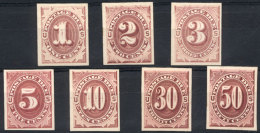 Sc.J22/J28, 1891 Complete Set Of 7 Values, PROOFS Printed On Card, VF Quality! - Postage Due