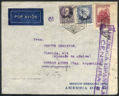 Airmail Cover Sent From Barcelona To Argentina On 27/MAY/1937, Nice Franking, With Censor Marks, VF Quality! - Autres & Non Classés