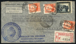 Registered Airmail Cover Sent From Madrid To Uruguay On 8/JUN/1934, VF Quality! - Otros & Sin Clasificación