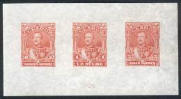 Multiple Die Proof With Values 50c., 1S. And 5S. (Sc.28/30), Printed In Red On Thin Paper, Numbered 568, Excellent... - Ecuador