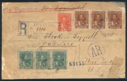 Front Of Registered Cover With AR, Franked By Sc.25 (5c.) + Strip Of 3 Sc.26 (10c.) + Strip Of 3 Sc.27 (20c.),... - Ecuador
