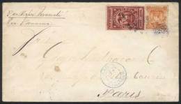 COMBINATION OF POSTAGE AND REVENUE STAMPS: Cover Franked By 10c. (Sc.15) + 2c. Revenue Stamp, Sent From Guayaquil... - Ecuador