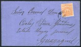 Folded Cover Franked By Sc.10 (1R. Orange) Sent From QUITO To Guayaquil In SEP/1872, VF Quality! - Equateur