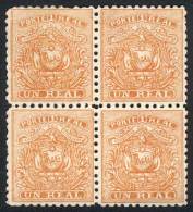 Sc.10, 1 Real Orange, Fantastic Mint BLOCK OF 4, Very Fine Quality, Rare! - Ecuador