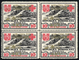 Sc.RAC2c, 1930 Postal Tax Stamp For The Aid Of Sufferers From The Huracaine, 10c.+10c., With GOLD Overprint, Mint... - Repubblica Domenicana