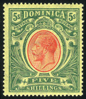 Sc.54, 1914 George V 5S., Mint Very Lightly Hinged (barely Visible Hinge Mark), Excellent Quality, Catalog Value... - Dominica (1978-...)