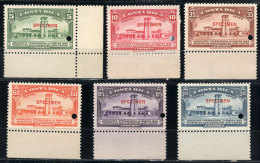 Sc.C39/45, 1940 La Sabana Airport, Compl. Set Of 7 Values With SPECIMEN Overprint And Punch Hole, Excellent... - Costa Rica