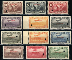 Sc.C15/C27 (without C24), 1934 Airplane And Allegory Of Flight, 12 Values Of The Set Of 13 (1C. Missing) With... - Costa Rica