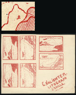 Yvert 11, 10c. Carminish Red (airplane And Mountains), Corner Block Of 6, With The 2 Different Cinderellas And The... - Colombia
