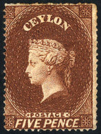 Sc.20, 1861 5p. Orange-brown, Mint No Gum, VF Quality, Catalog Value US$120. - Ceylon (...-1947)