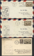 3 FIRST FLIGHT Covers Of The Years 1930 To 1933, With Special Markings And Arrival Backstamps (all Flown To USA),... - Other & Unclassified