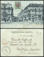 Postcard (Sofia, Commercial Street, Tram) Franked With 5c., Sent To Argentina On 11/JUN/1903, VF Quality, Rare! - Otros & Sin Clasificación