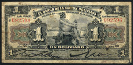 1 Boliviano Banknote Of 1911, Used, Fine Quality! - Bolivien