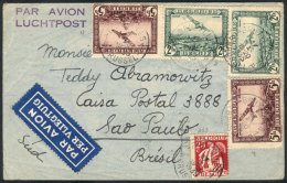 Airmail Cover Sent From Bruxelles To Brazil On 17/JA/1935, Franked With 14.25Fr., Very Fine Quality! - Altri & Non Classificati
