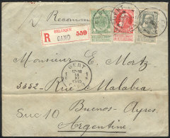 Registered Cover Franked By Sc.84 + 85 + 89 (total 65c.), Sent From Gent To Argentina On 18/NO/1910, Very Handsome! - Sonstige & Ohne Zuordnung