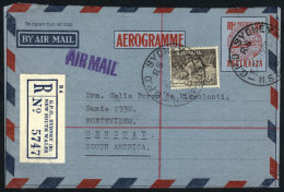 Aerogram With Additional Postage Sent From Sydney To Uruguay On 10/MAY/1956, Excellent Quality, Very Rare... - Otros & Sin Clasificación