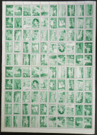 COMPLETE SHEET Of 100 Labels Of The National Board Of Tourism, GREEN COLOR, With 4 Complete Sets Of 25 Cinderellas... - Autres & Non Classés